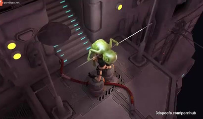 Green Monster rapes Lara Croft – Cartoon porn video