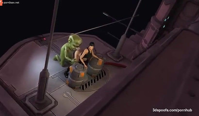 Green Monster rapes Lara Croft – Cartoon porn video