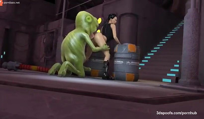 Green Monster rapes Lara Croft – Cartoon porn video