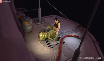 Green Monster rapes Lara Croft – Cartoon porn video