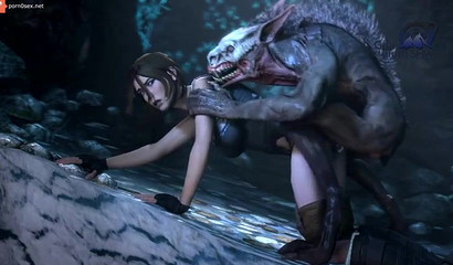 A terrible monster fucks Lara Croft hard in a 3d porn cartoon