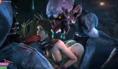 Hardcore porn cartoon – Horrible monsters fuck Lara Croft