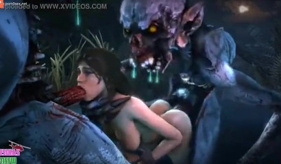 Hardcore porn cartoon – Horrible monsters fuck Lara Croft
