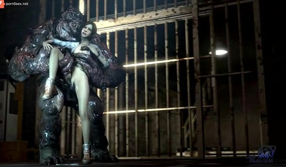 Cartoon beauty Lara Croft is raped by a huge monster