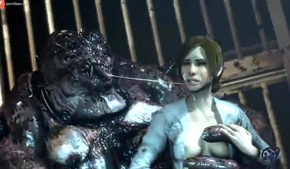 Cartoon beauty Lara Croft is raped by a huge monster
