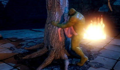 Fairy fucks with a huge monster during a sex ritual, porn cartoon