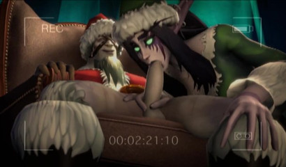 Elf girl from World of Warcraft gives Santa a blowjob! New Year's 3D porn