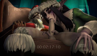 Elf girl from World of Warcraft gives Santa a blowjob! New Year's 3D porn