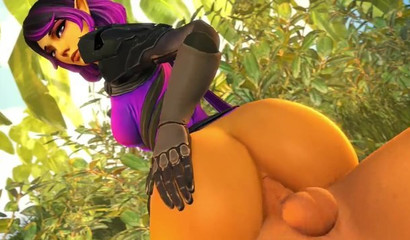 Animated beauty Skye from the game Paladins gets fucked in all holes