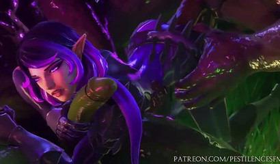 Animated beauty Skye from the game Paladins gets fucked in all holes