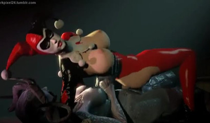 Busty Harley Quinn saddled a big footanari dick, porn cartoon