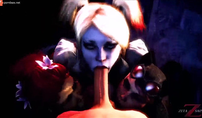 Cartoon bitch Harley Quinn participates in orgies with men