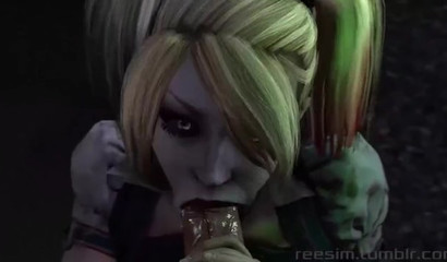 Batman forces hooligan Harley Quinn to suck dick, 3D porn