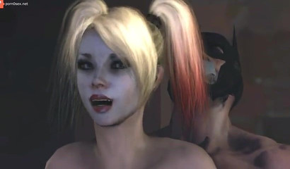 Harley Quinn punishes BDSM sex tied up Batman, porn cartoon