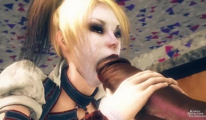 Cartoon slut Harley Quinn tries to tame huge monster cocks