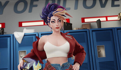 3D porn League of Legends! Three big cocks thrust into anal Akali!