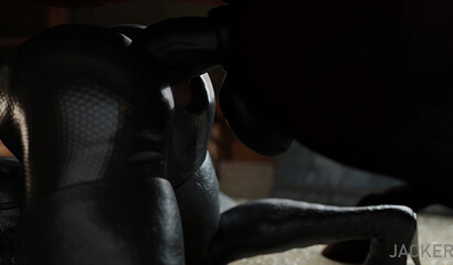 Catwoman enjoys a huge horse cock in an animated video