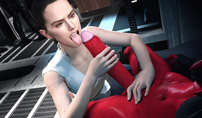 3D porn Star Wars! Rey Palpatine jerks off a huge cock futanari Darth Talon