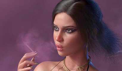 Sexy Lara Croft poses nude in an animated solo