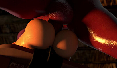 Red DickGirl rips the ass of a young witch during a ritual