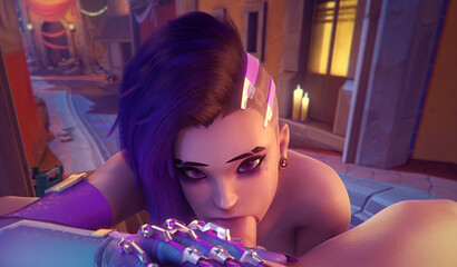 Sombra gives you a blowjob and fucks in animated porn from the first person