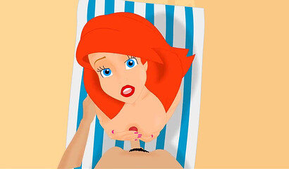 Anal sex on the beach with shameless mermaid Ariel, porn cartoon