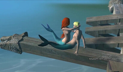 Hot sex with the little mermaid Ariel underwater on a broken ship, 3D porn