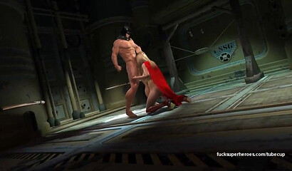 Hot sex between Supergirl and Batman after a successful rescue from captivity, porn cartoon