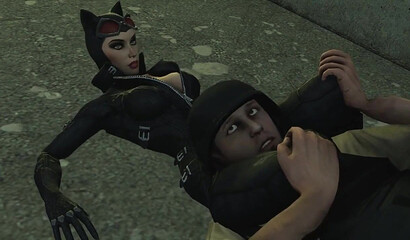 Facesitting with charming Catwoman and defeated soldiers, 3D porn