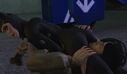 Facesitting with charming Catwoman and defeated soldiers, 3D porn