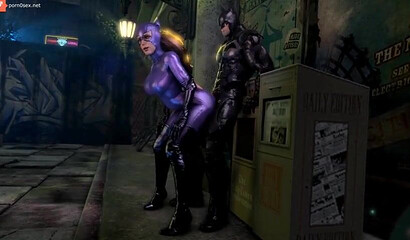 Batman's big dick pours cum on Catwoman's juicy ass, porn cartoon