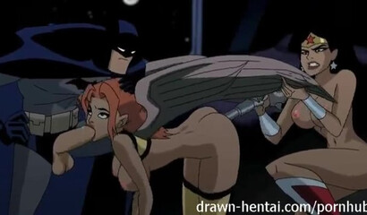Batman and Wonder Woman fucked redhead beauty hard