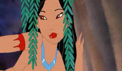 Pocahontas and John Smith enjoy sex in the forest, porn cartoon