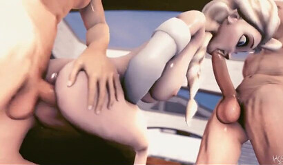 Anna and Elsa from the Frozen cartoon have sex with men