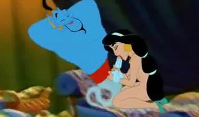 Princess Jasmine sucks a magic dick Jin and changes Aladdin, porn cartoon