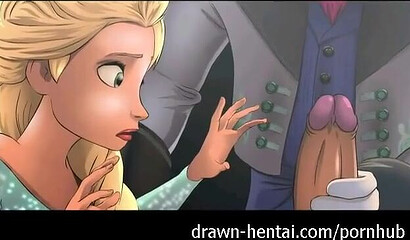 Blonde Elsa fucked in pussy and cum on face! Porn cartoon Frozen