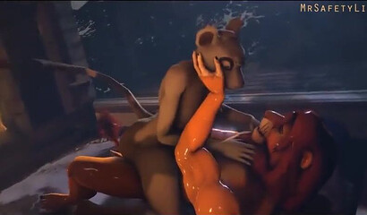Passionate sex of Simba and Nala in the porn cartoon The Lion King