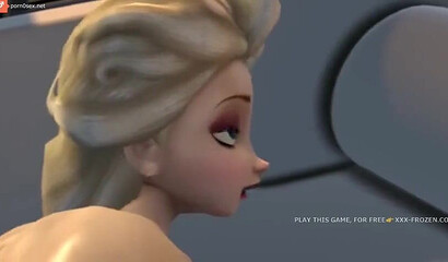 Lesbians Anna and Elsa from the cartoon Frozen fuck with a strap-on