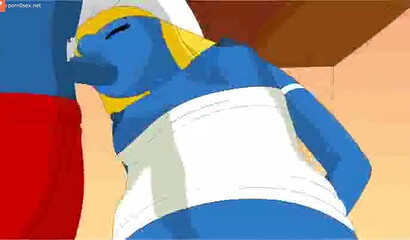 The Smurfs fuck young Smurfette in all holes, porn cartoon