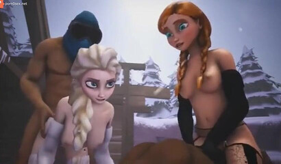 3D porn with beauties Anna and Elsa, princesses turned into whores