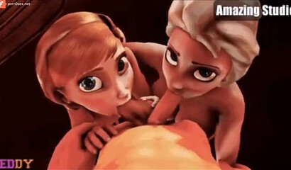 Princesses Anna and Elsa of Arendelle transformed into dirty whores