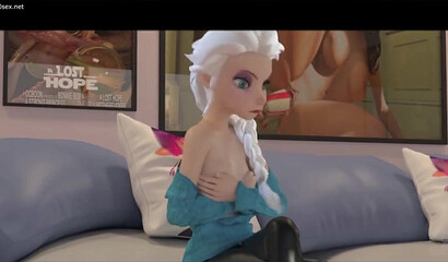 Sex with a dildo does not allow Princess Elsa to get bored in the porn cartoon Frozen