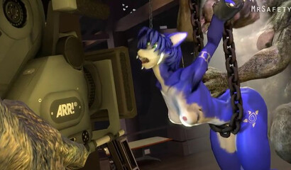 Huge monsters shackle and brutally rape Furry, 3D porn