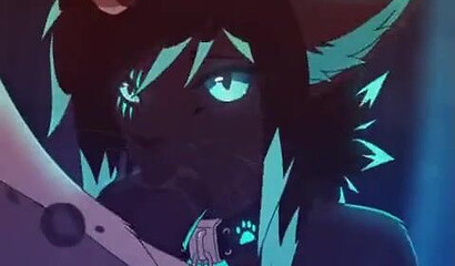 Young Furry gives a sweet blowjob and takes cum on a cute face