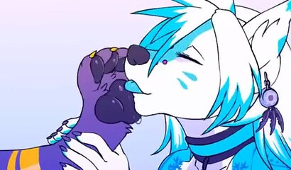 Cartoon foot fetish! Furry sweetly licks girlfriend's paws