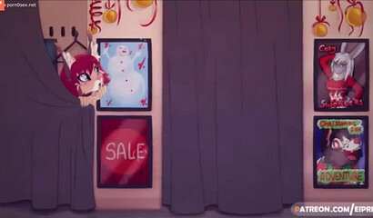 Sex in the fitting room with a slender Furry beautiful, porn cartoon