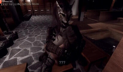 Busty Furry kitty has a crazy orgasm while sitting on a dick