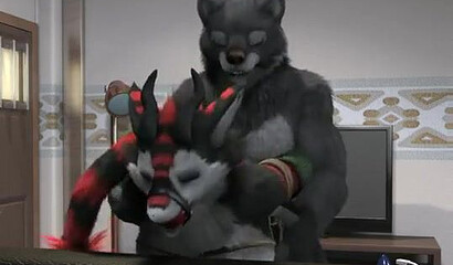 Busty Furry tied up and fucked hard by big wolf dick 3D porn