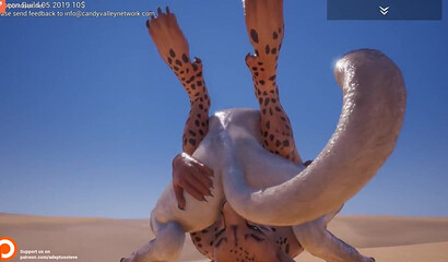 Long-tailed Furry tigresses lick pussies in 69 position, porn cartoon