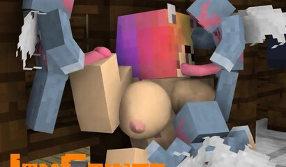 Threesome sex in Minecraft